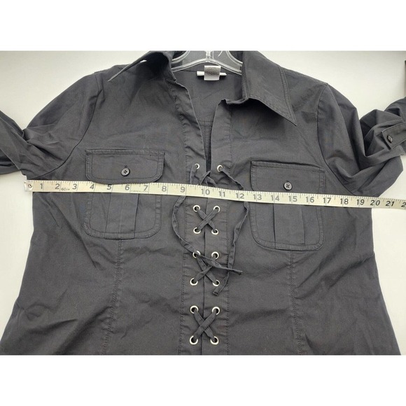 Soft Surroundings Lace Front Long Sleeve Black Tunic Top Shirt Size S - Picture 6 of 7